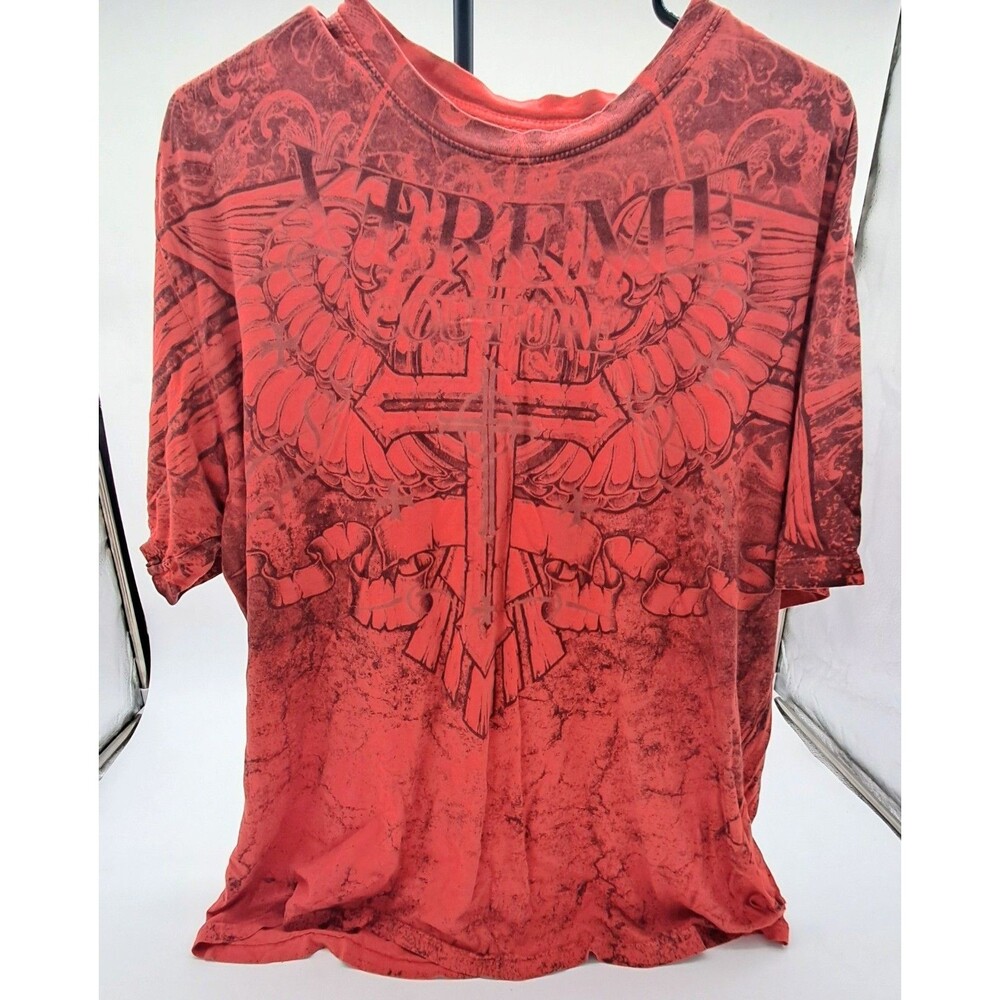Vintage Xtreme Couture T-Shirt Men's XXL Red Graphic Y2K Affliction Crosses
